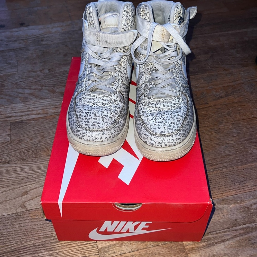 Air-force 1s Hight tops (Just do it) white.